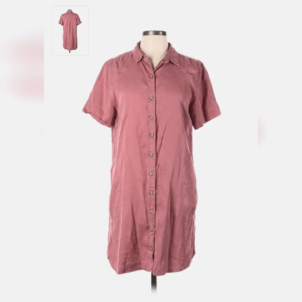 Lucky brand linen tencel button up shirt dress